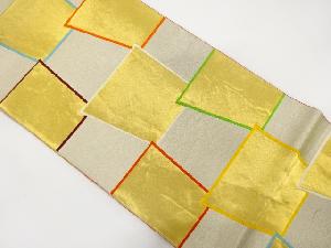 アンティーク　変わり市松模様織り出し袋帯(材料)